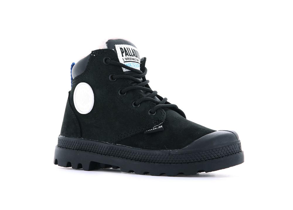 Black / Black Palladium PAMPA HI CUFF WPS OZ Kids' High Top Boots  Israel |  72908-ALKP