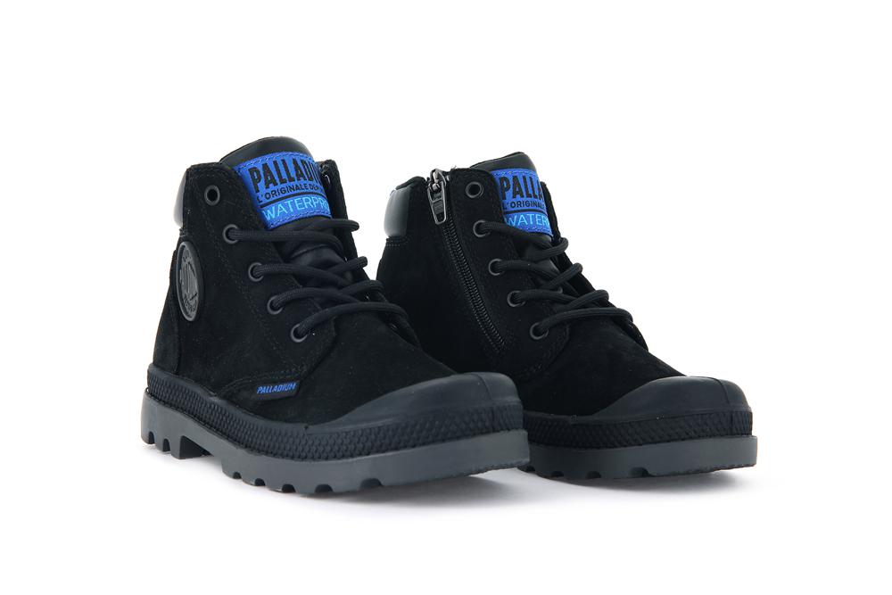 Black / Black Palladium PAMPA HI CUFF WP OZ Kids' High Top Boots  Israel |  85127-DKCJ