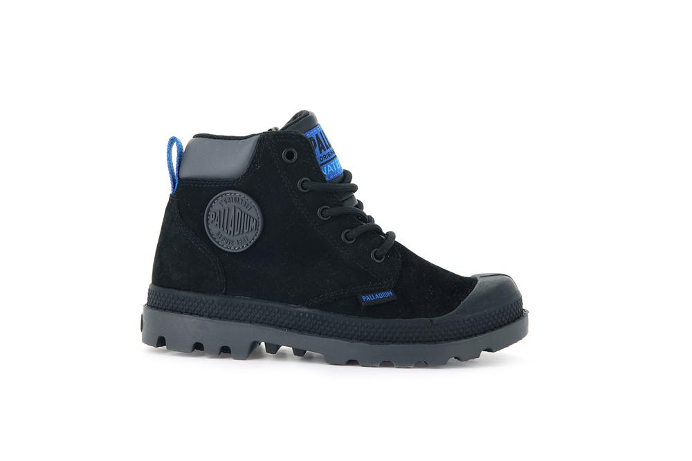 Black / Black Palladium PAMPA HI CUFF WP OZ Kids\' High Top Boots  Israel |  85127-DKCJ