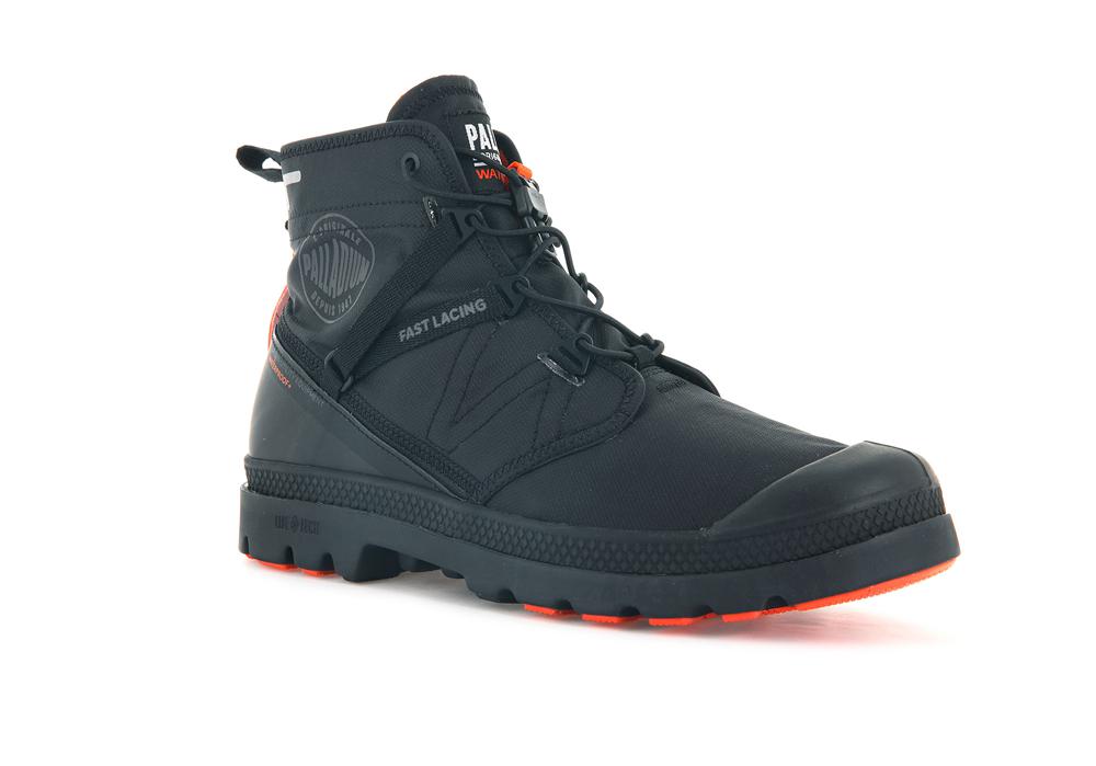 Black / Black Palladium PAMPA TRAVEL LITE+ WATERPROOF Women High Top Boots  Israel |  90617-WZFN