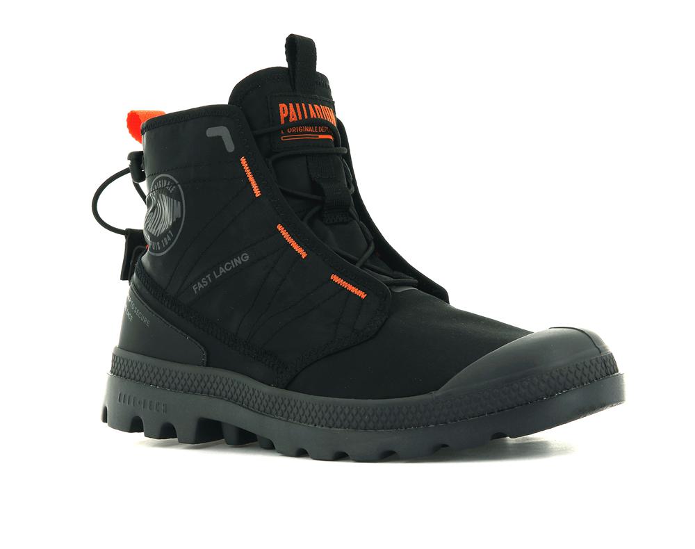 Black / Black Palladium PAMPA TRAVEL LITE Kids' High Top Boots  Israel |  43251-IBDV