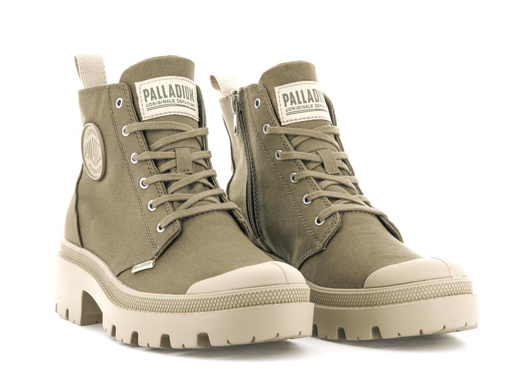 Butternut Green Palladium PALLABASE TWILL Women High Tops Shoes  Israel |  60513-OPTU