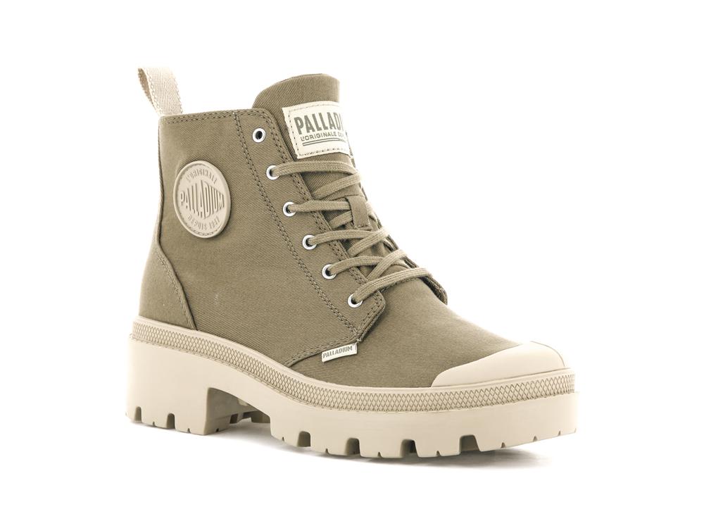 Butternut Green Palladium PALLABASE TWILL Women High Top Boots  Israel |  50167-WPEL