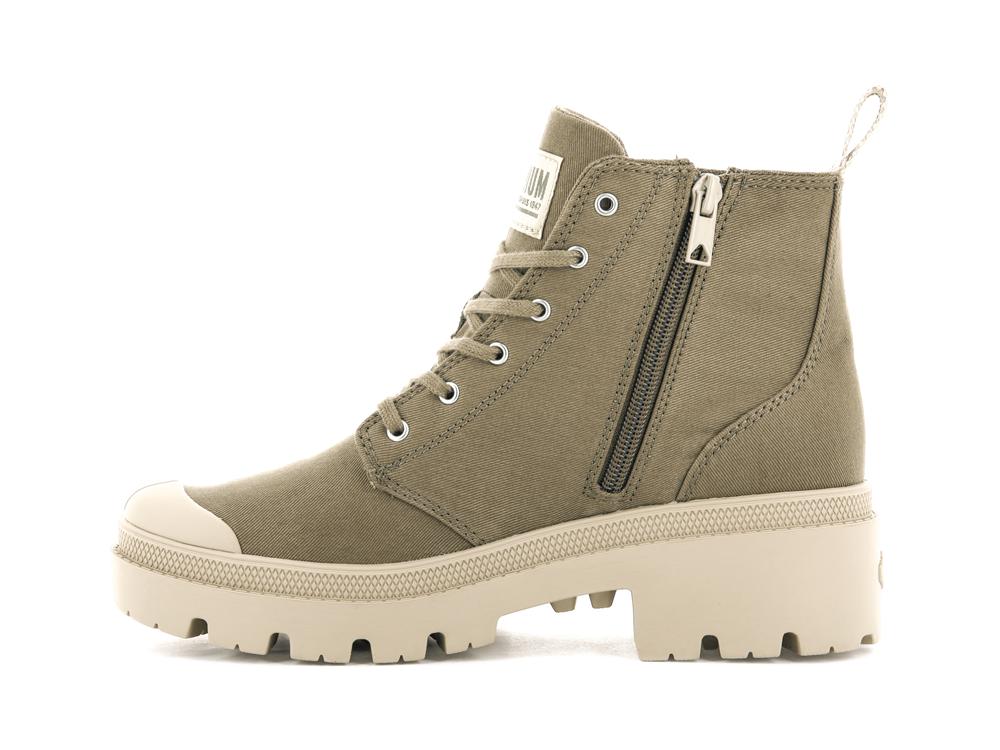 Butternut Green Palladium PALLABASE TWILL Women High Top Boots  Israel |  50167-WPEL