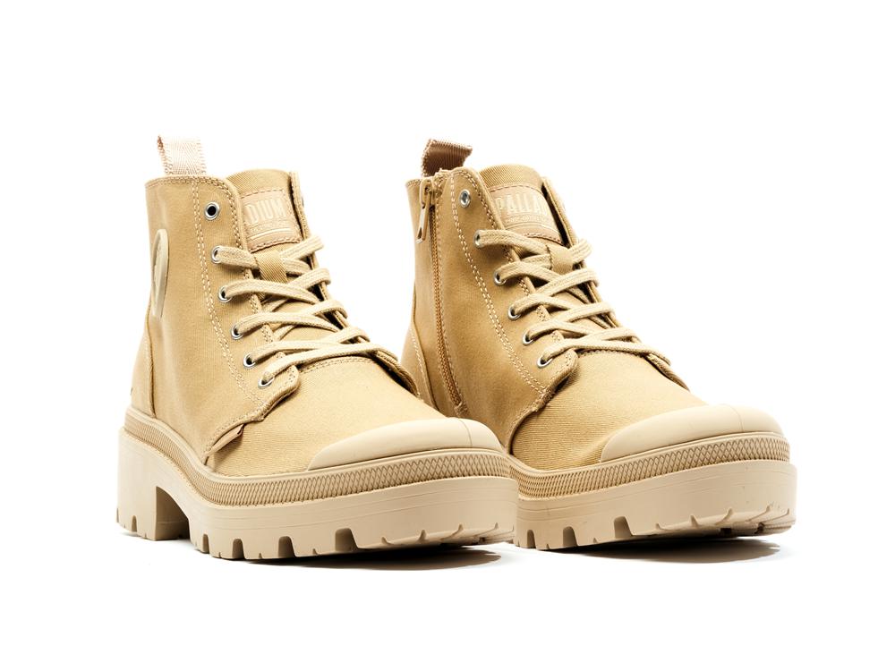 Caramel Brown Palladium PALLABASE TWILL Women High Top Boots  Israel |  52389-ASJZ