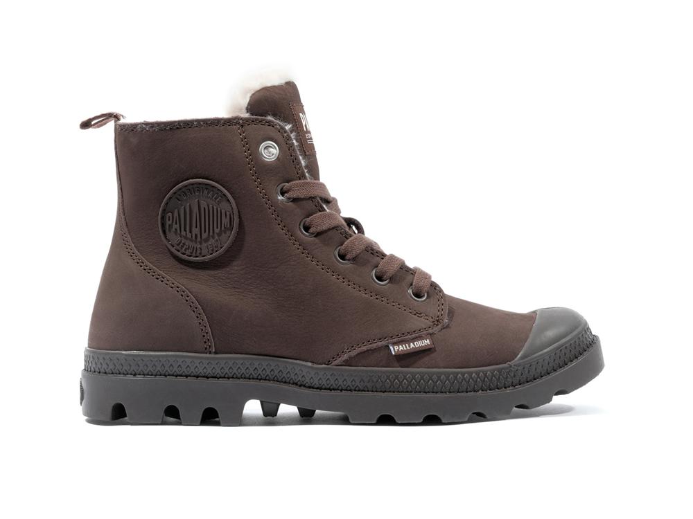 Dark Cocoa Brown Palladium PAMPA HI ZIP WL Women High Tops Shoes  Israel |  70586-GFYV