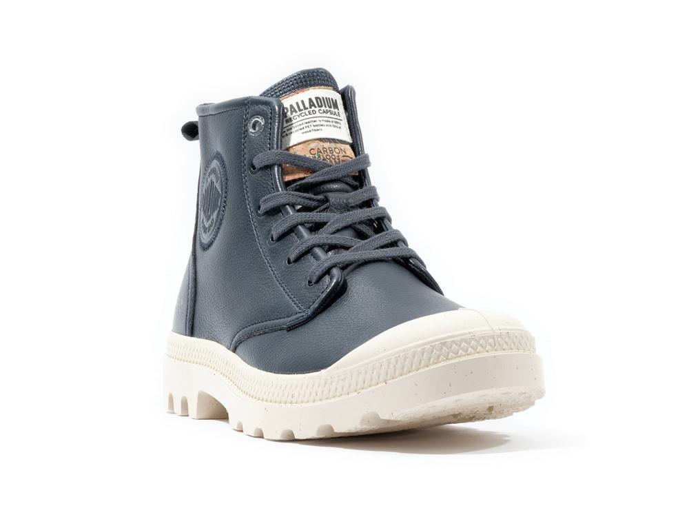 Dark Navy Palladium PAMPA HI RE-VEGAN LTH Women High Tops Shoes  Israel |  60534-WNJQ