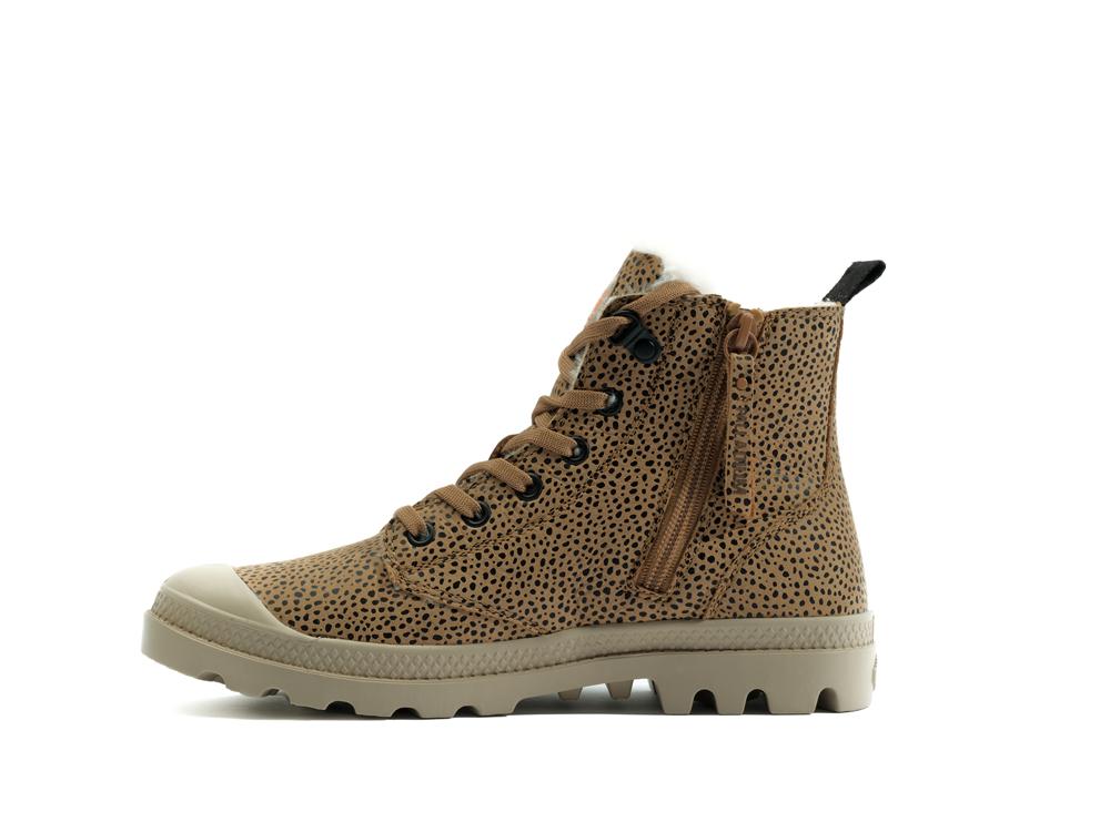 Dear Brown Aop Palladium PAMPA HI ZIP WL Women High Tops Shoes  Israel |  74325-AKGZ