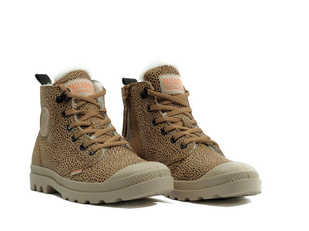 Dear Brown Aop Palladium PAMPA HI ZIP WL Women High Tops Shoes  Israel |  74325-AKGZ