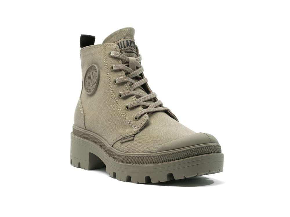 Dusky Green Palladium PALLABASE TWILL Women High Top Boots  Israel |  95701-YQOJ