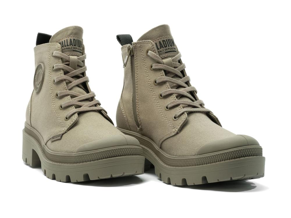 Dusky Green Palladium PALLABASE TWILL Women High Top Boots  Israel |  95701-YQOJ