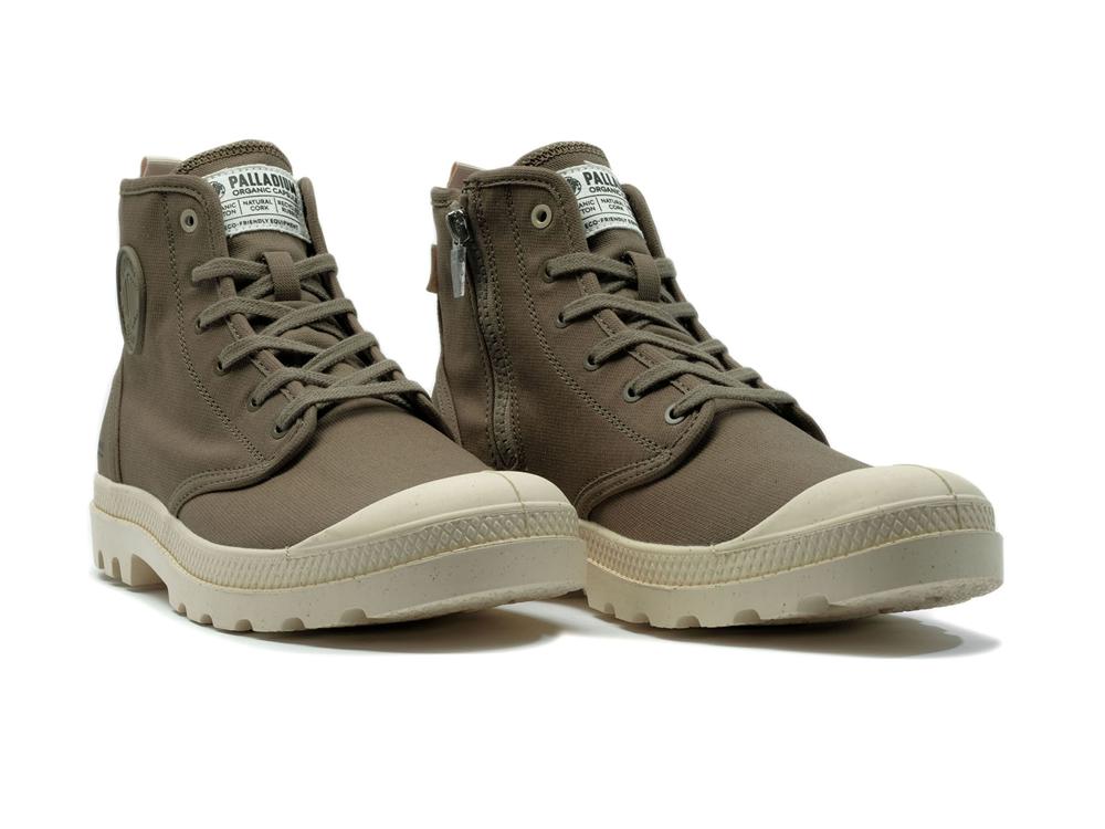 Dusky Green Palladium PAMPA HI ZIP ORGANIC Women High Tops Shoes  Israel |  02948-LJQE