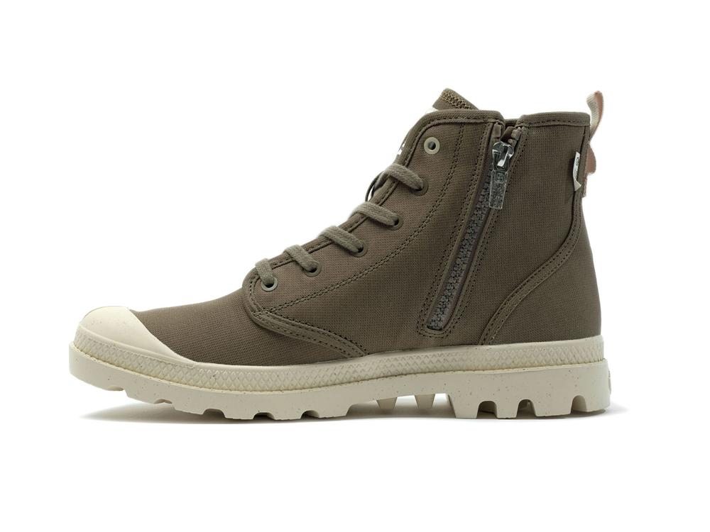 Dusky Green Palladium PAMPA HI ZIP ORGANIC Women High Top Boots  Israel |  80163-XHUD