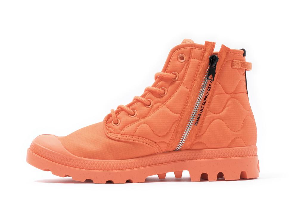 Firecraker Orange Palladium PAMPA RE-QUILTED Women High Top Boots  Israel |  02418-QTLK