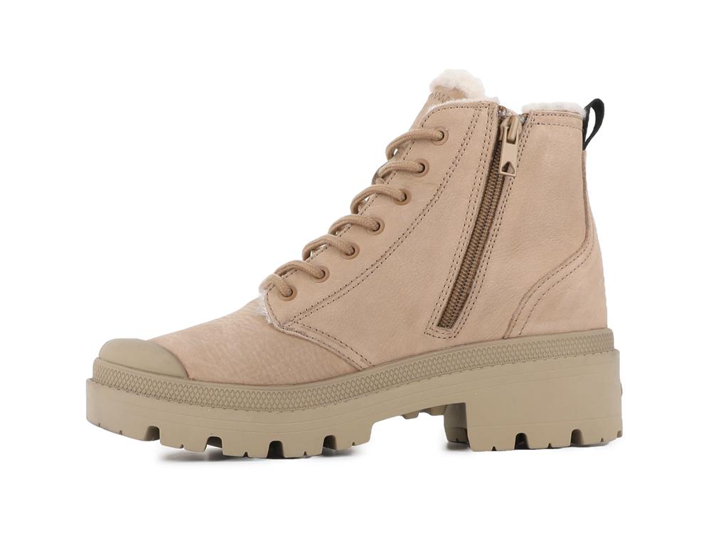 Ochre Tan Brown Palladium PALLABASE NUBUCK ZIP WL Women High Tops Shoes  Israel |  24590-YHXC