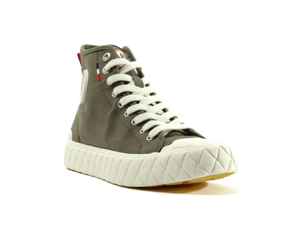 Olive Night Palladium PALLA ACE CANVAS MID Men High Top Sneakers  Israel |  23915-GCSK