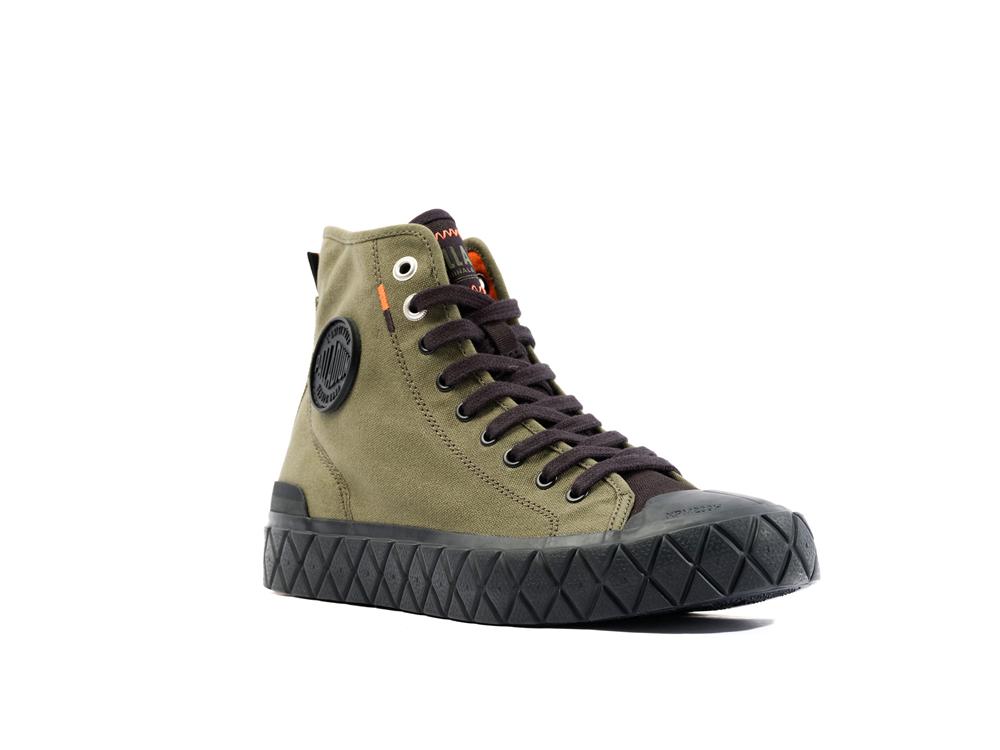 Olive Night / Black Palladium PALLA ACE CANVAS MID Men High Top Sneakers  Israel |  70264-UFLW