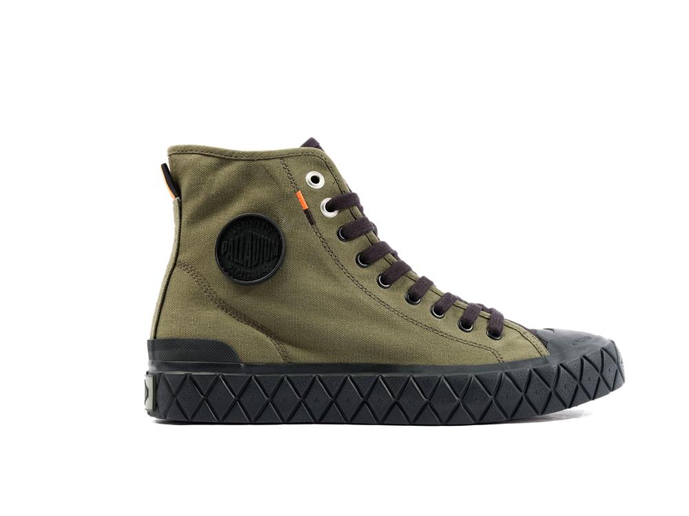 Olive Night / Black Palladium PALLA ACE CANVAS MID Men High Top Sneakers  Israel |  70264-UFLW