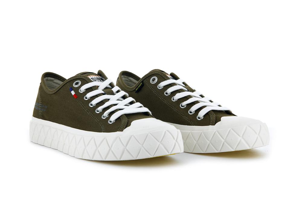 Olive Palladium PALLA ACE CANVAS Men Low Top Sneakers  Israel |  13705-VQMS