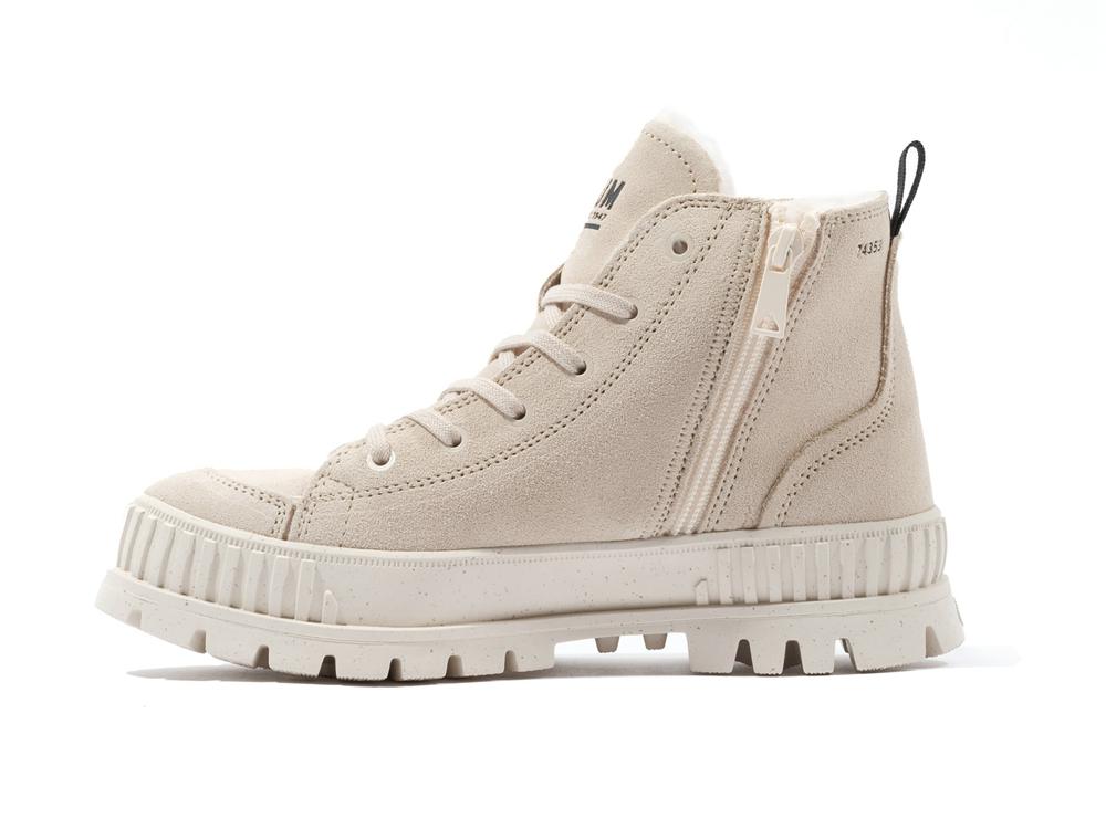 Sahara Beige Palladium PALLASHOCK ZIP WARM Women High Tops Shoes  Israel |  87942-YMRG