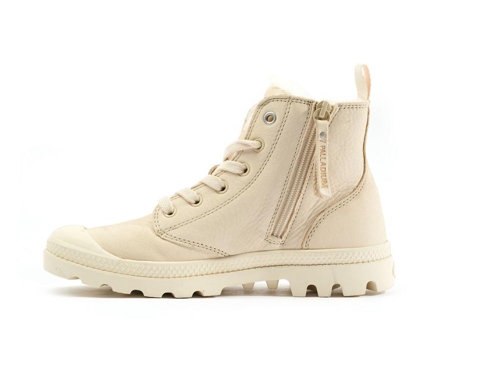 Sahara Beige Palladium PAMPA HI ZIP WL Women High Tops Shoes  Israel |  65304-IMAY