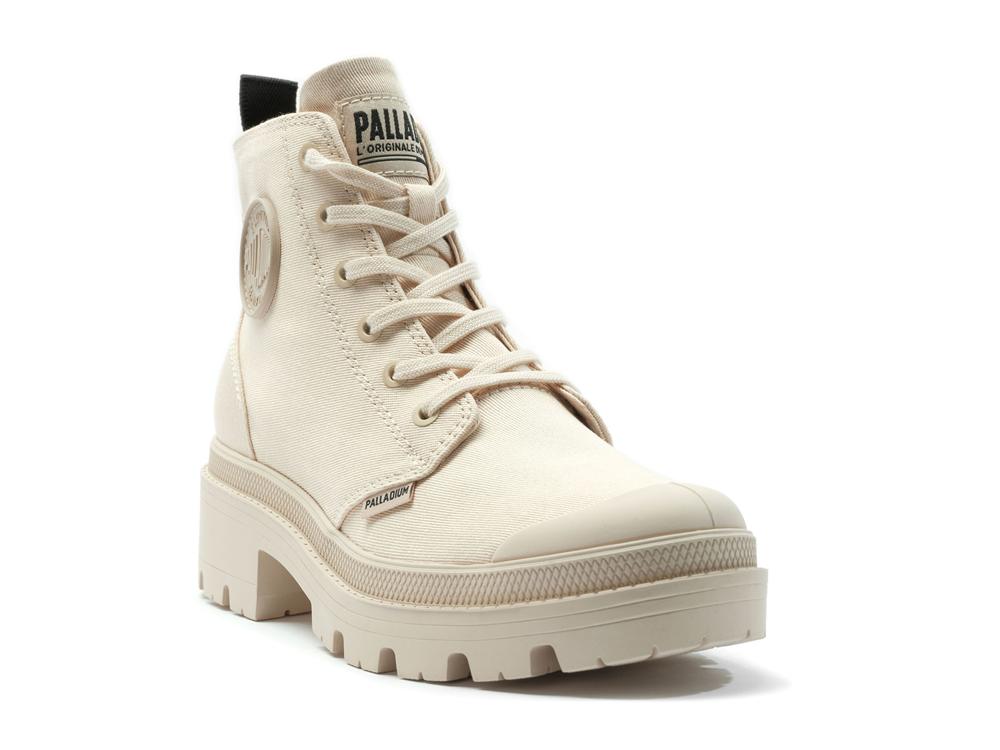 Sand Beige Palladium PALLABASE TWILL Women High Tops Shoes  Israel |  30547-SCDG