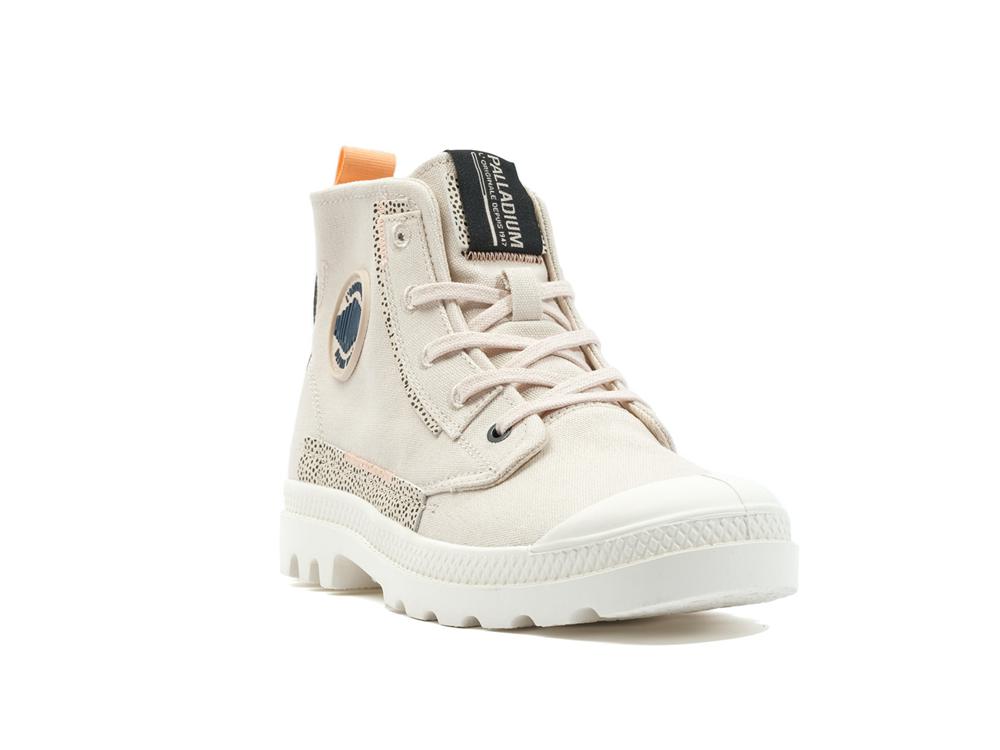 Sand Beige Palladium PAMPA UNDERLAYER Women High Tops Shoes  Israel |  38692-DQEO