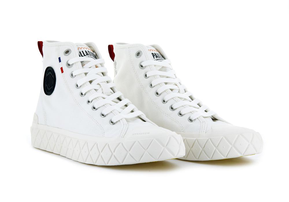 Star White Palladium PALLA ACE CANVAS MID Men High Top Sneakers  Israel |  98345-DOJM