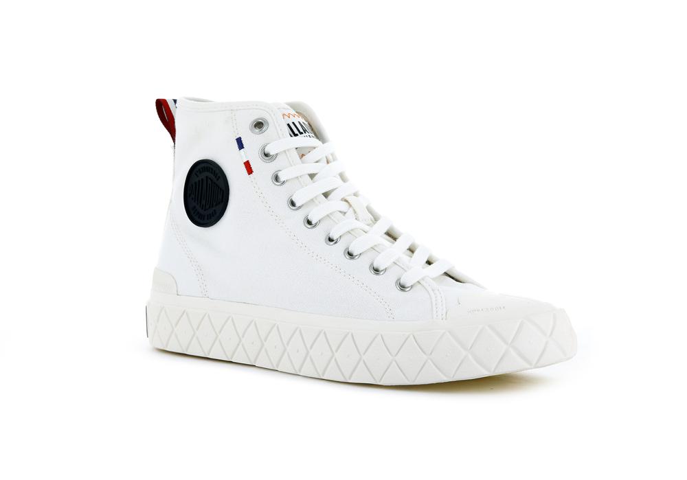 Star White Palladium PALLA ACE CANVAS MID Men High Top Sneakers  Israel |  98345-DOJM