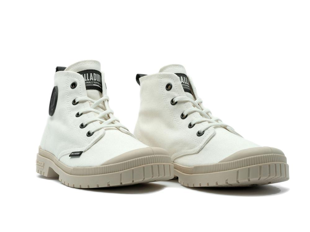 Star White / Birch Palladium PAMPA SP20 HI CANVAS Women High Tops Shoes  Israel |  26473-ZHVJ