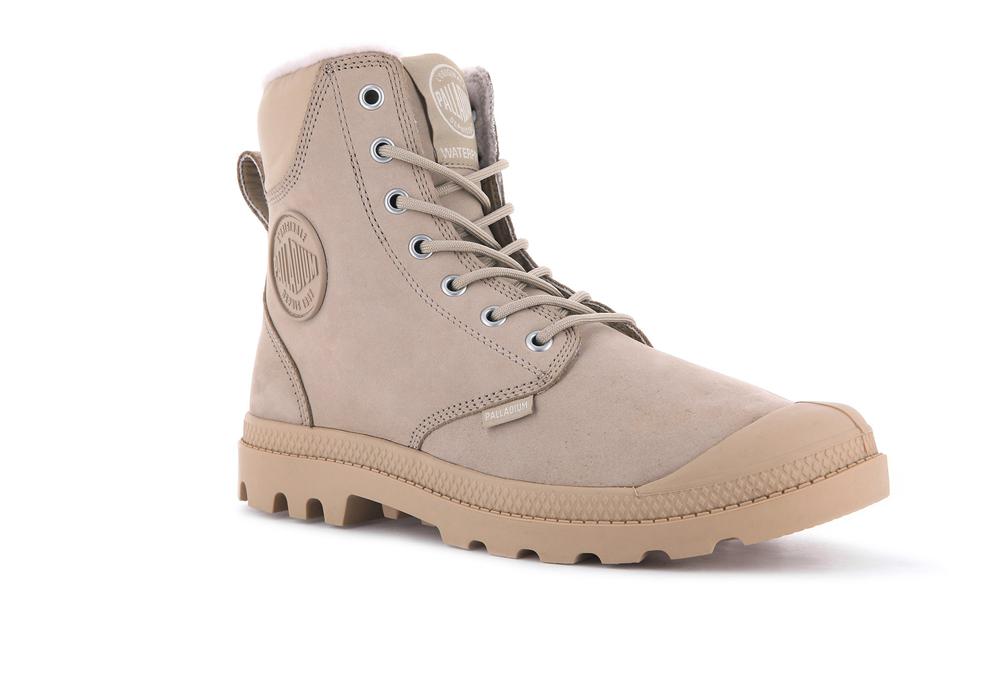 Warm Sand Brown Palladium PAMPA SPORT CUFF WPS Women High Top Boots  Israel |  82041-VGXF