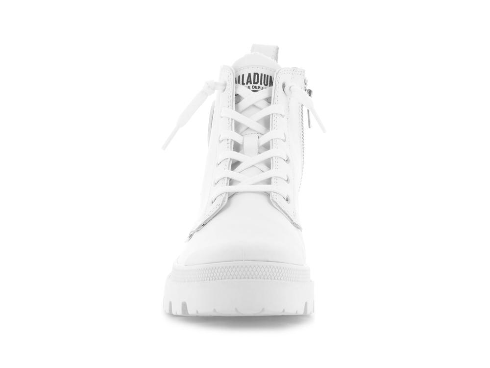 White / Black Palladium PALLABASE LEATHER Women High Top Boots  Israel |  35814-KCXT