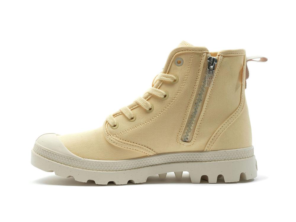 Yellow Crème Palladium PAMPA HI ZIP ORGANIC Women High Tops Shoes  Israel |  62053-CVXQ