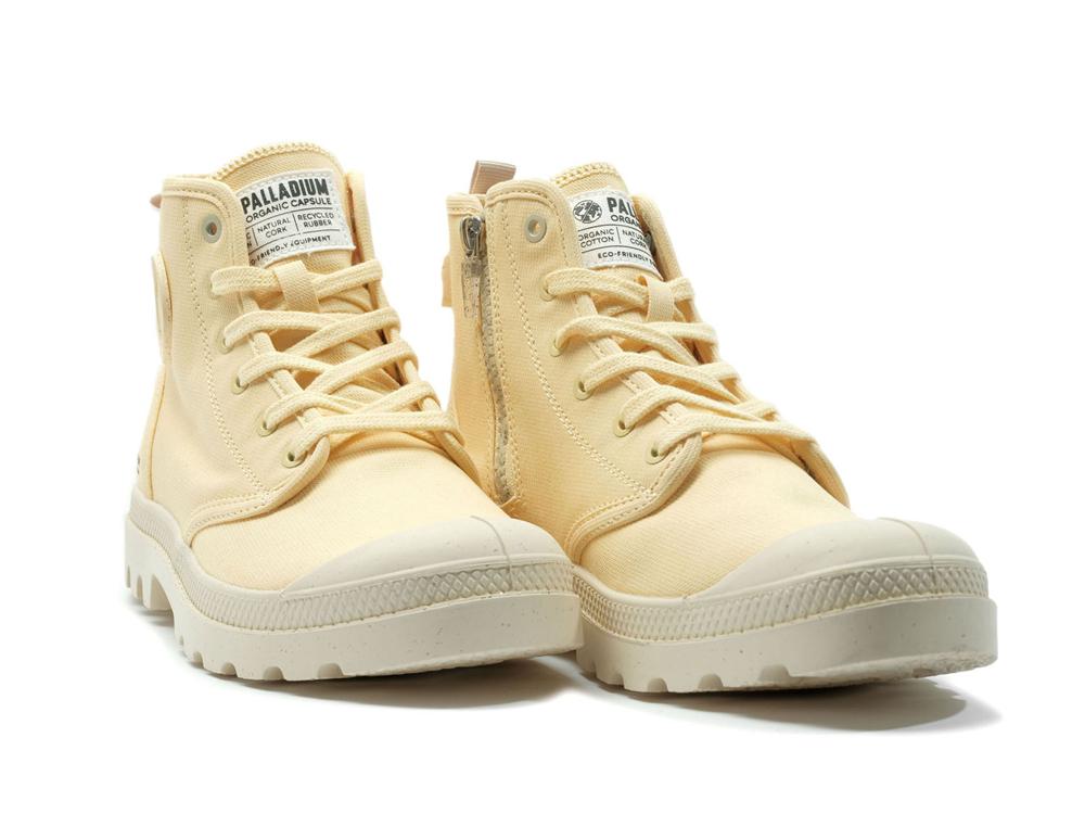 Yellow Crème Palladium PAMPA HI ZIP ORGANIC Women High Tops Shoes  Israel |  62053-CVXQ